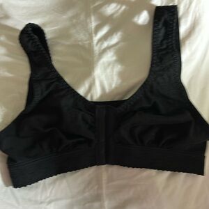 Carole Martin Wire Free Black Bra Style 7276 Sz 34 Cotton Blend Front Closure
